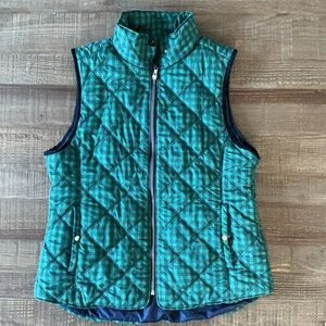 Kenzie Jeans Green Blue Plaid Quilted Women's Vest Size XL